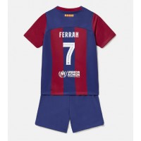 Barcelona Ferran Torres #7 Hjemmedraktsett Barn 2023-24 Kortermet (+ Korte bukser)